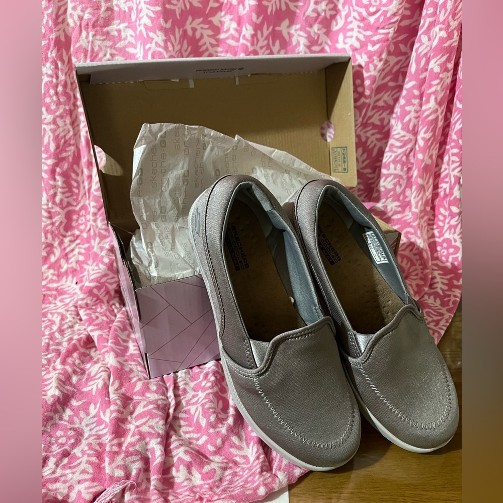 Women's Gray Slip-On Skechers